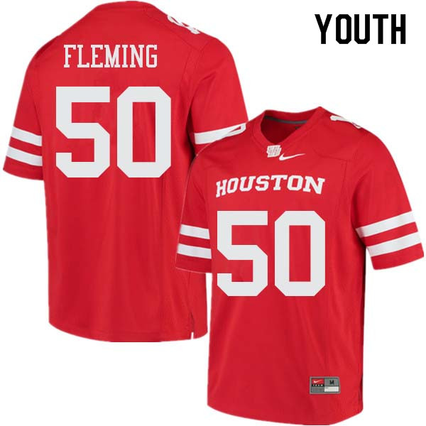 Youth #50 Aymiel Fleming Houston Cougars College Football Jerseys Sale-Red